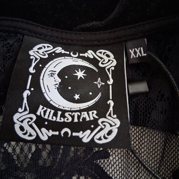 Killstar NWT Women's Size XXL Black Bite Tonight Gothic Lace Velvet Collar Top - Picture 7 of 16